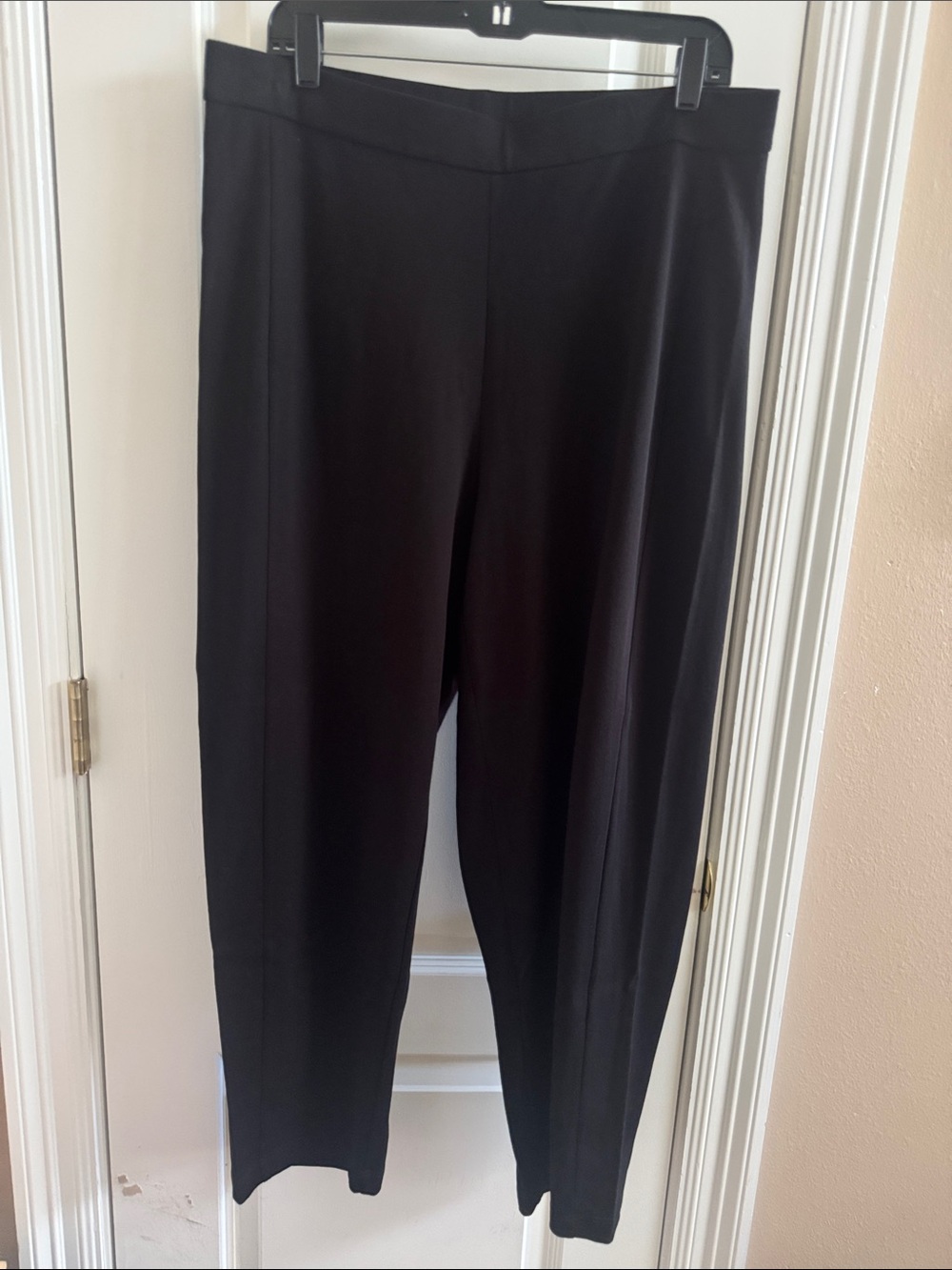 Eileen Fisher Black Slank lantern Pull-On 100% organic cotton pants